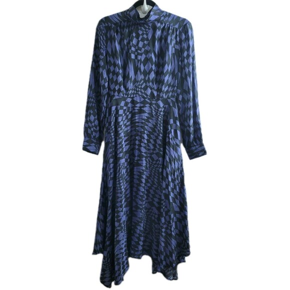 Hayley Menzies Cherry Blossom Girl Silk Dress Blue Black Size S NWOT - Picture 2 of 16